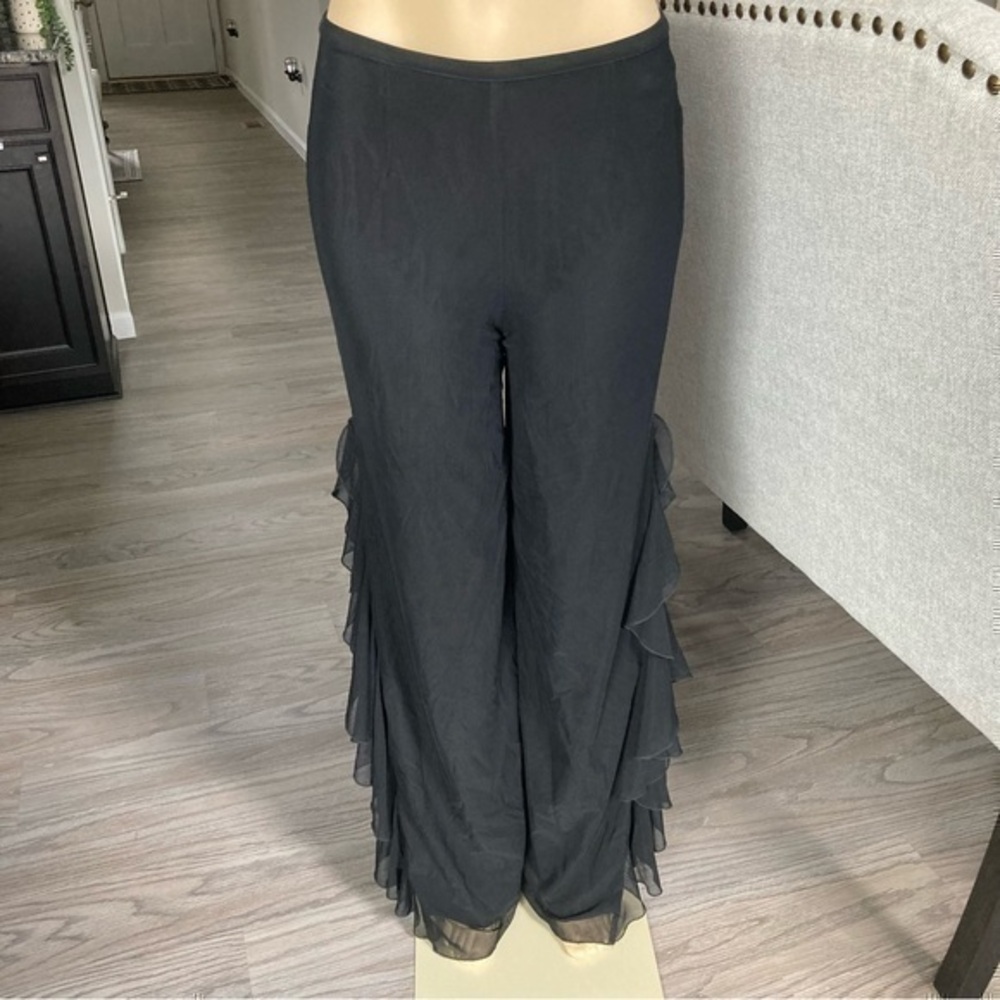 💋Tadashi ruffle split side black pants
